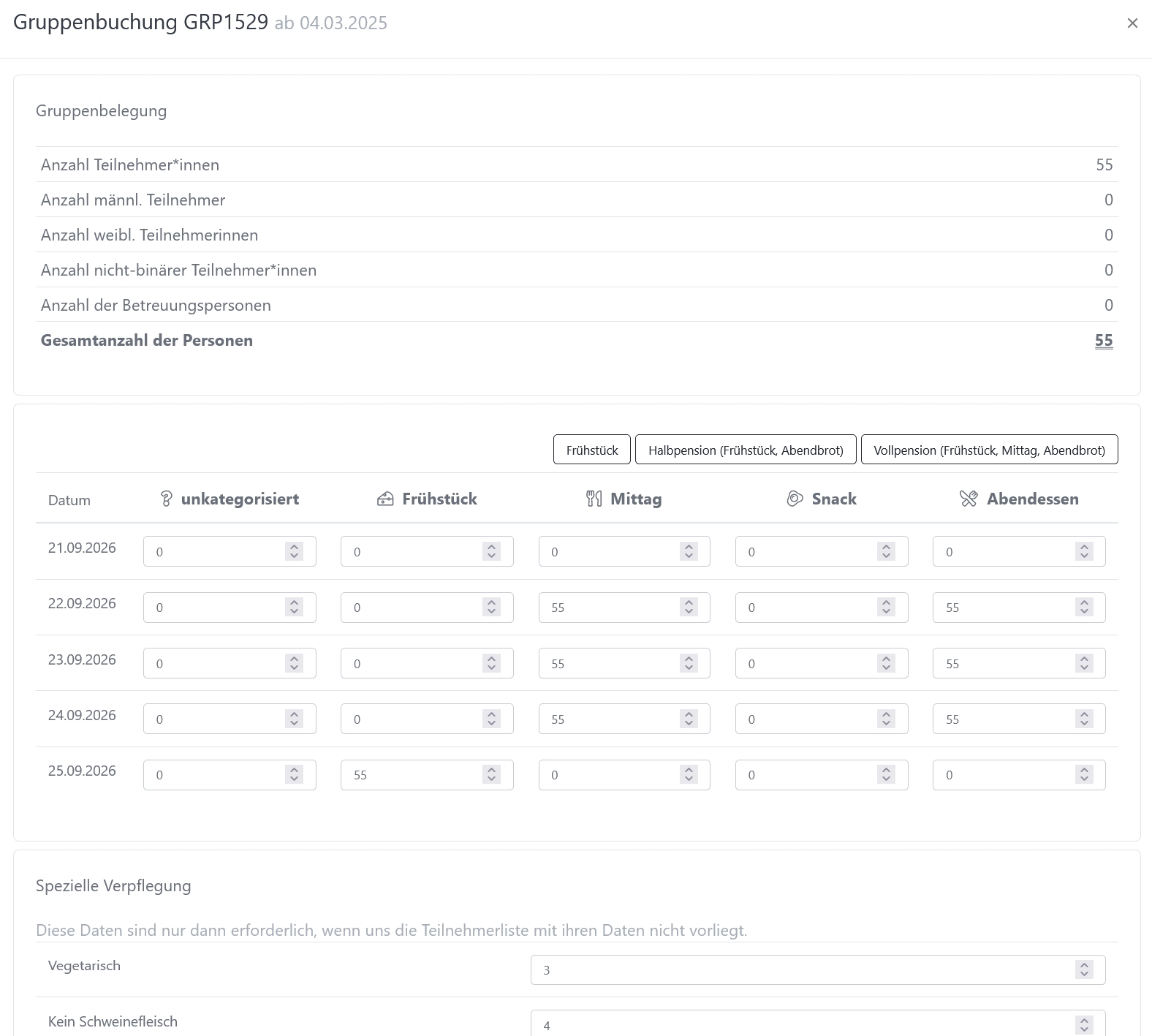 Screenshot cateringbeheer